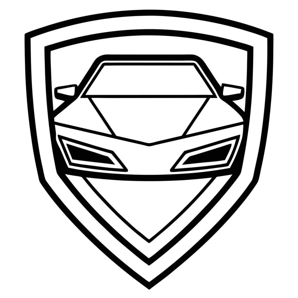 Modern Black-and-White Car Badge A Front Perspective. vector