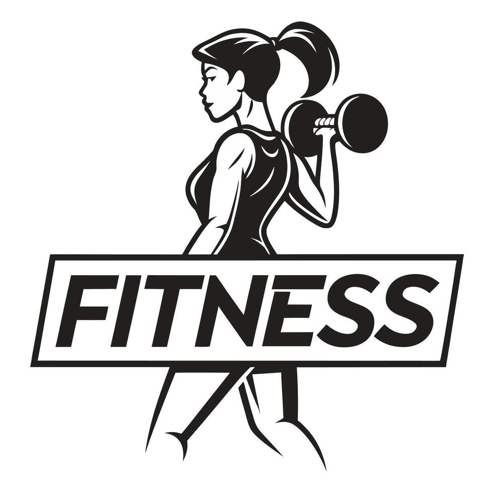 Black and White Fitness Silhouette Logo for Modern Workout Designs. vector