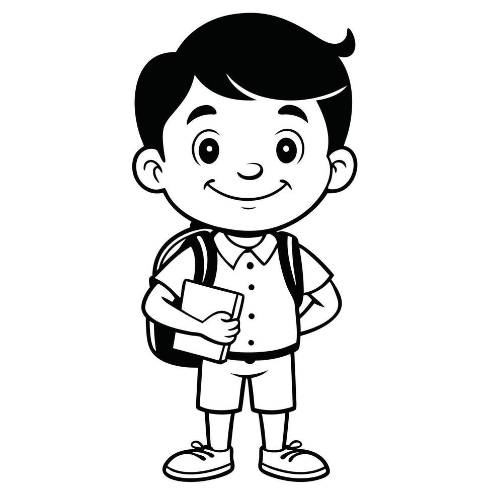 Smiling Cartoon Student with Backpack - Cute and Playful. vector