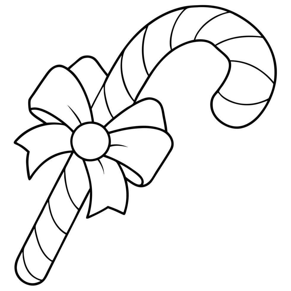 Candy Cane Outline with Big Bow for Christmas Decoration Projects. vector