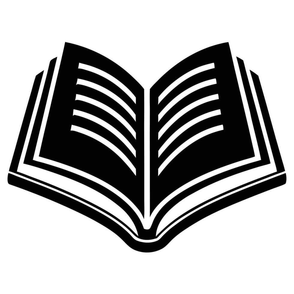 Minimalist Open Book Icon with Black Line Art Design for Education vector