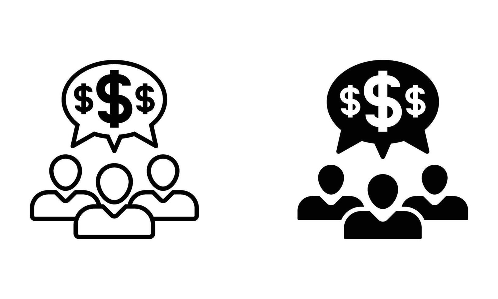a group of people with chat bubble and money symbol vector
