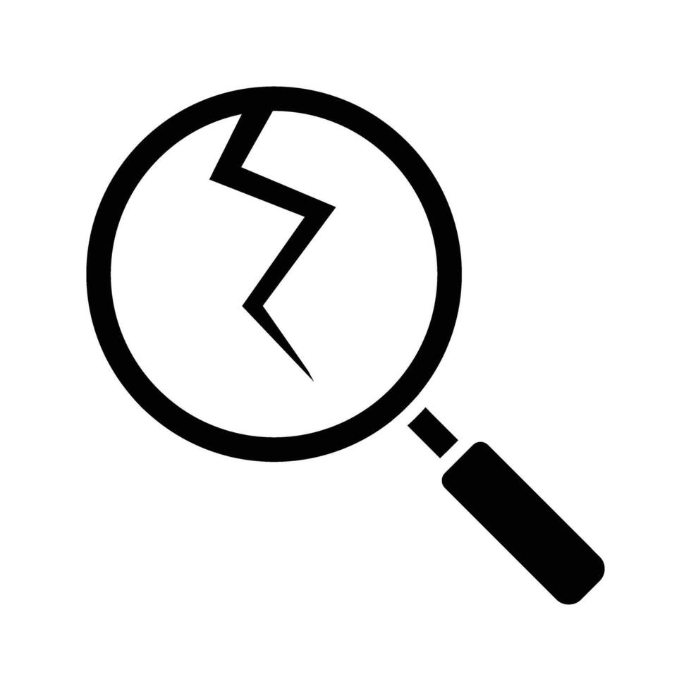 cracked fractured magnifying glass icon vector
