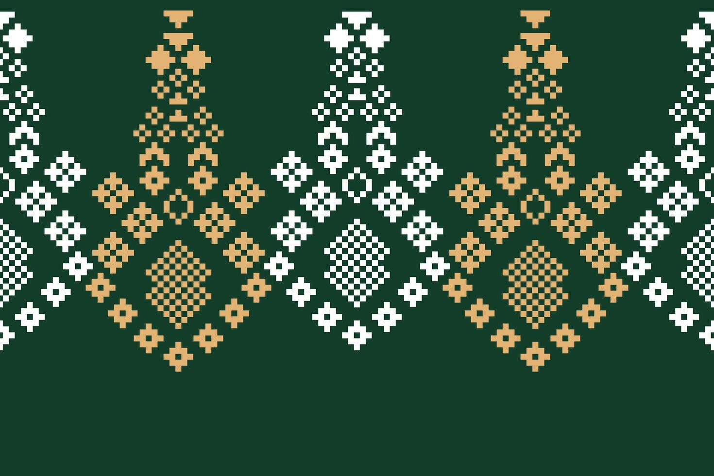Green color background wallpaper motif pixel art design fabric pattern decoration ethnic pattern. vector