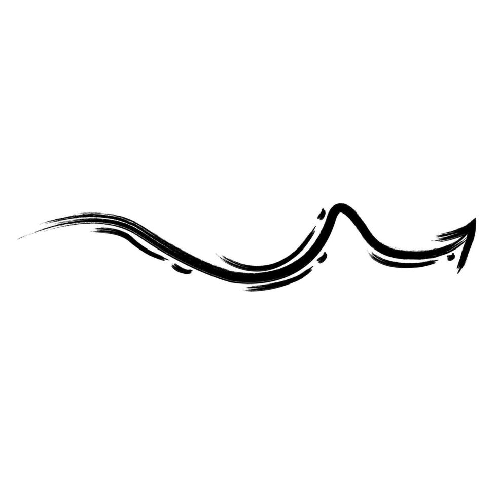 Organic Curved Arrow with Brushstroke vector