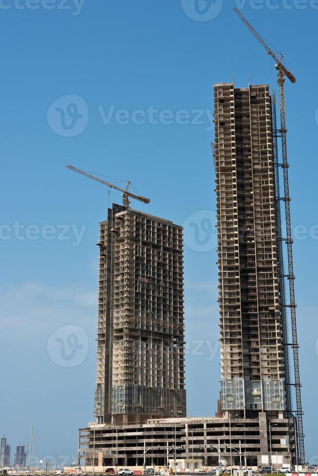 Abu Dhabi new district with skyscrapers construction photo