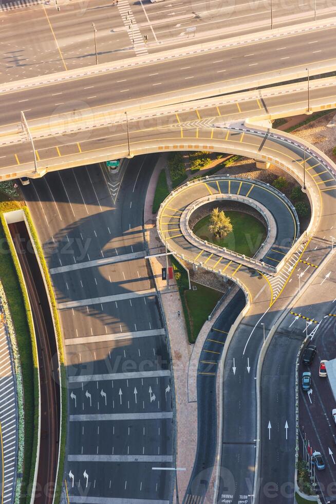 Top view of highway interchange in Dubai photo