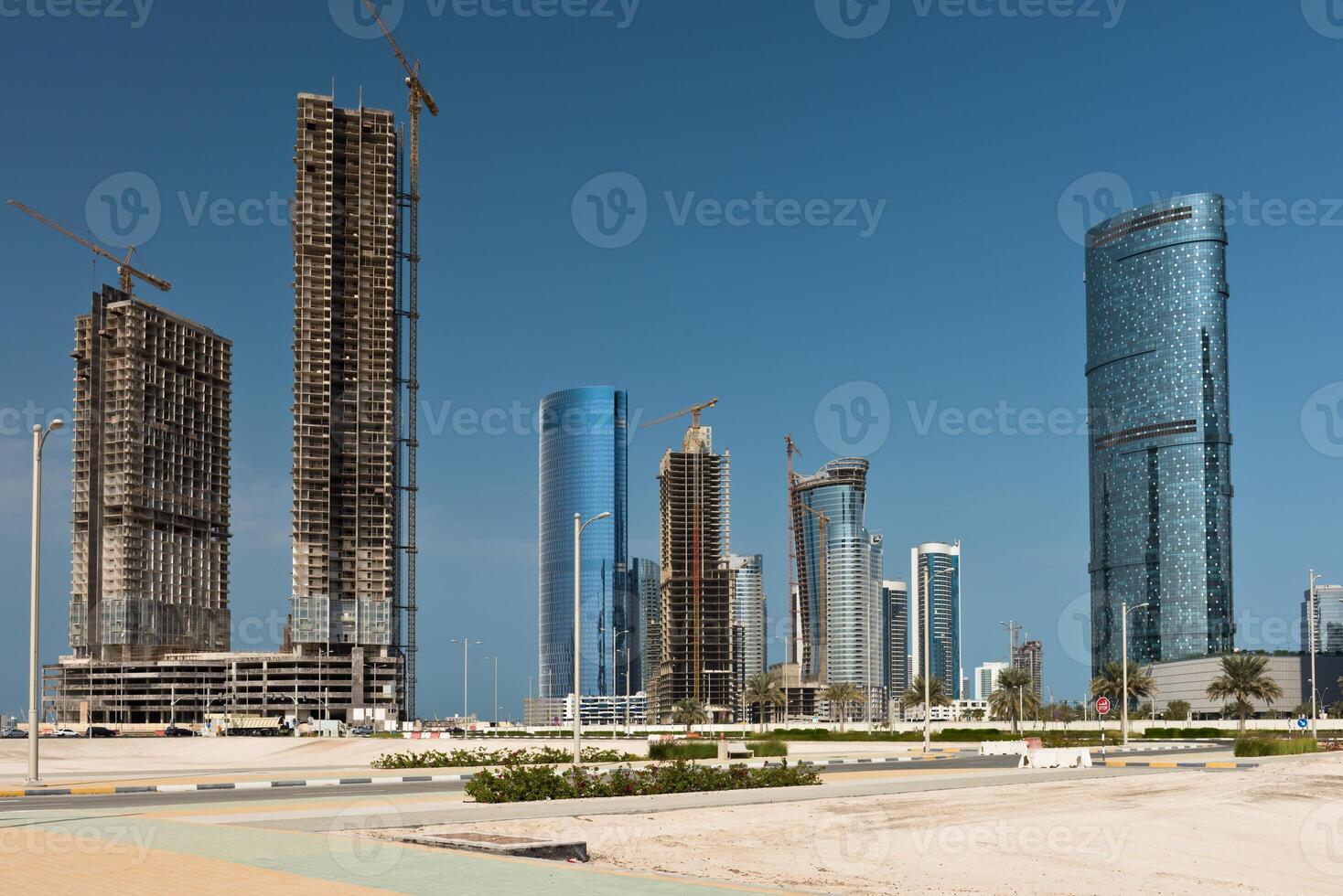 Abu Dhabi new district with skyscrapers construction photo