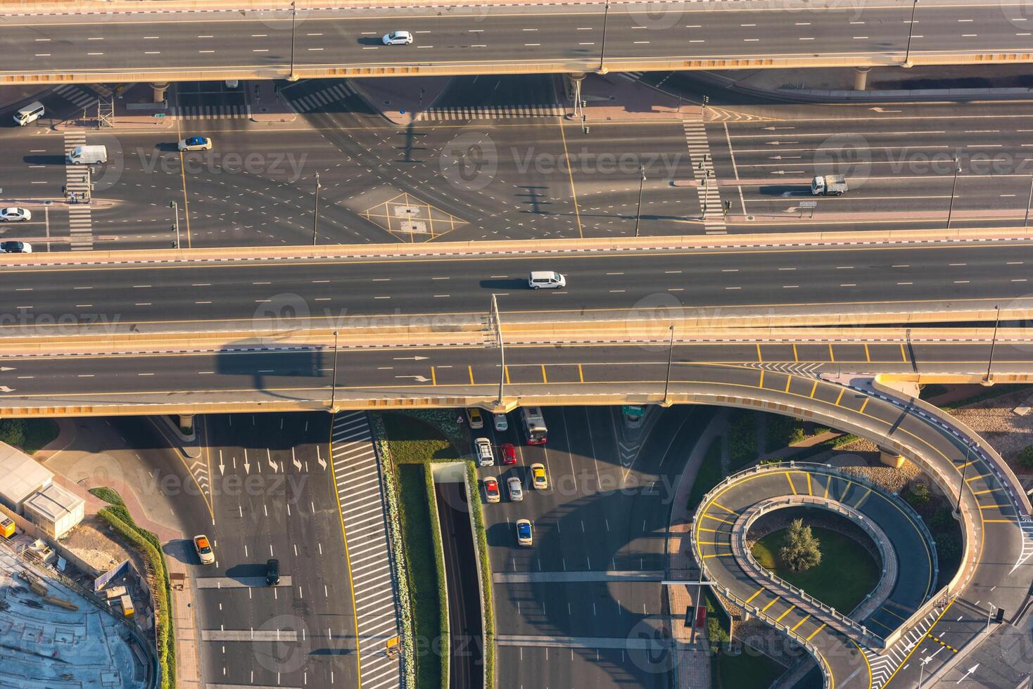 Top view of highway interchange in Dubai photo