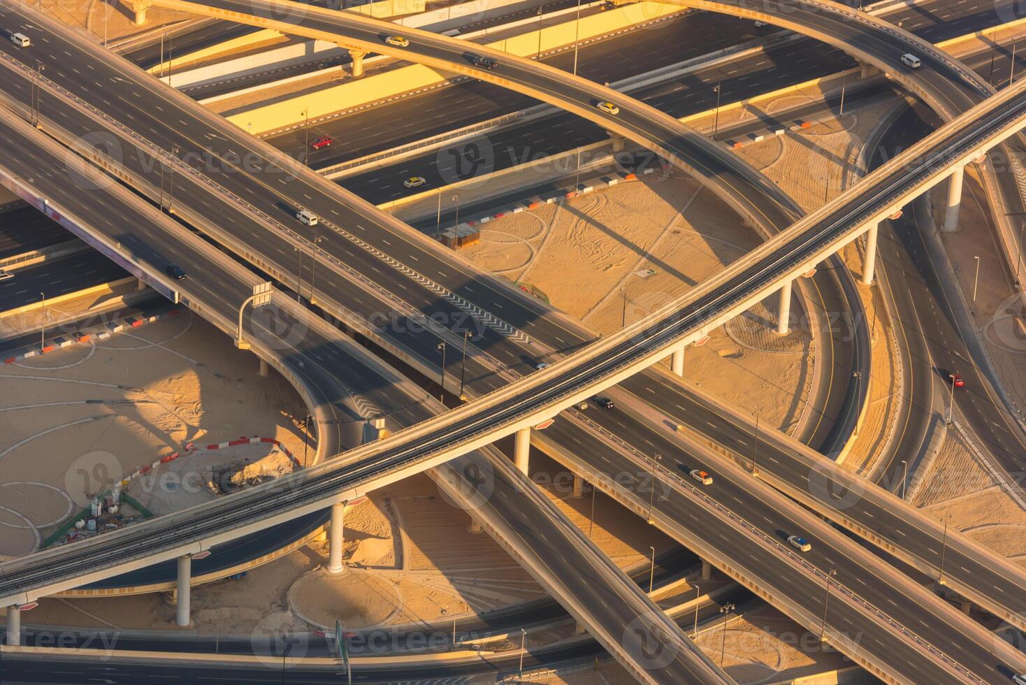 Top view of highway interchange in Dubai photo