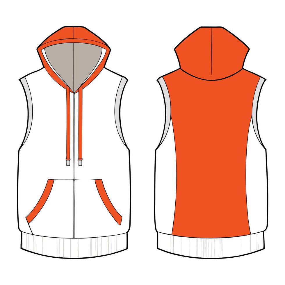 an orange and white vest with a hood vector