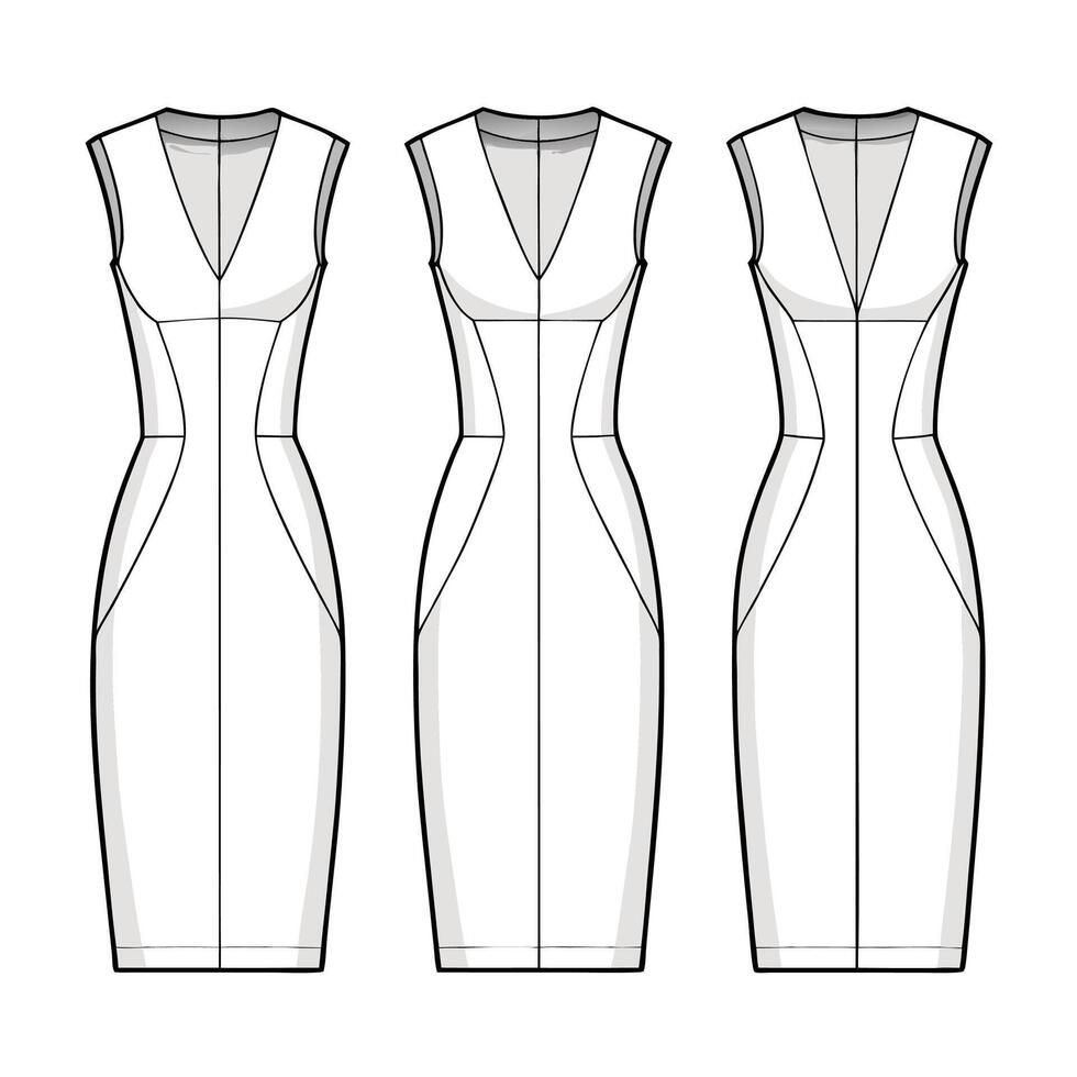 the three different styles of dress vector