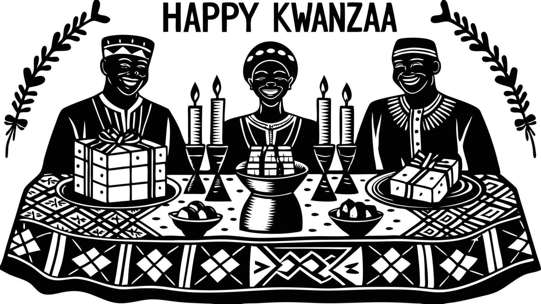 a colorful illustration of a kwanzaa tree and candles vector