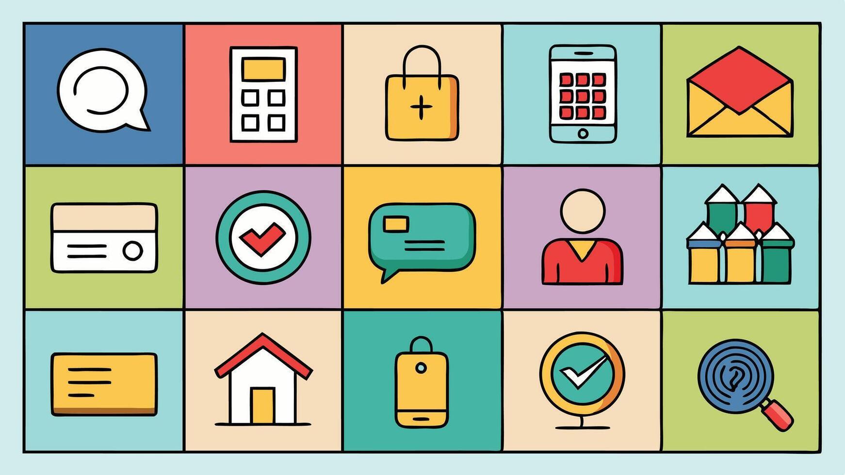 a set of icons that include a phone, a wallet, a credit card, and a phone vector