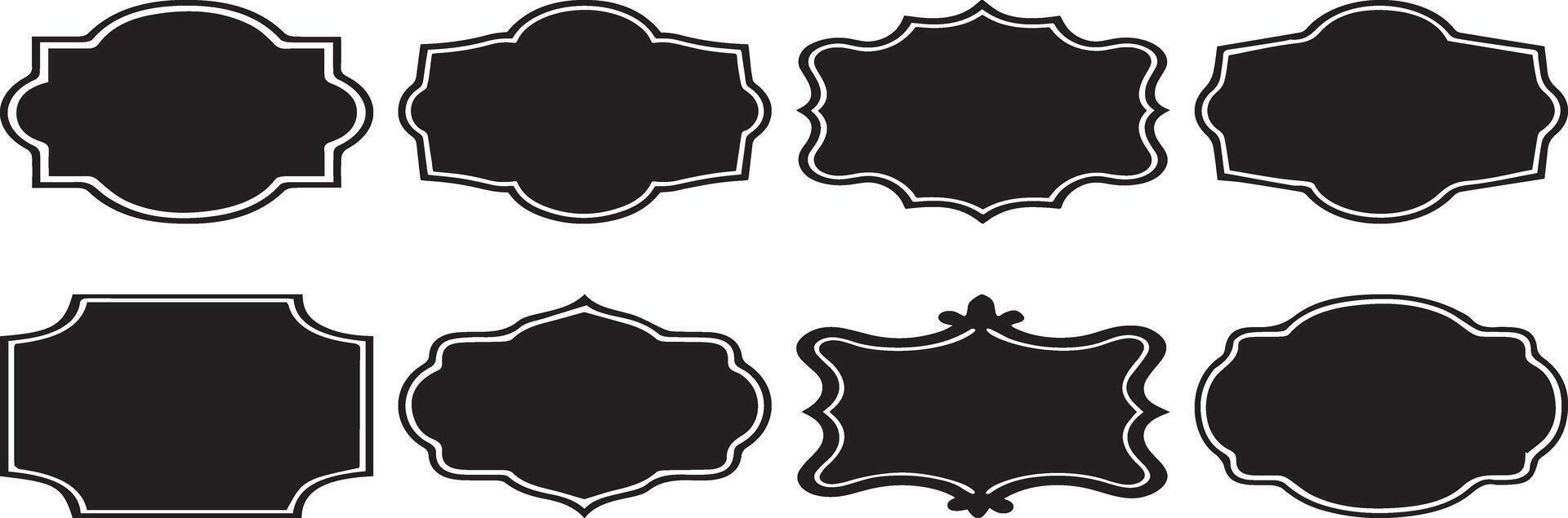 a set of black and white oval frames vector