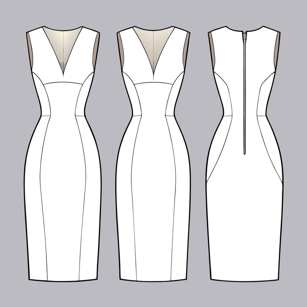the three different styles of dress vector