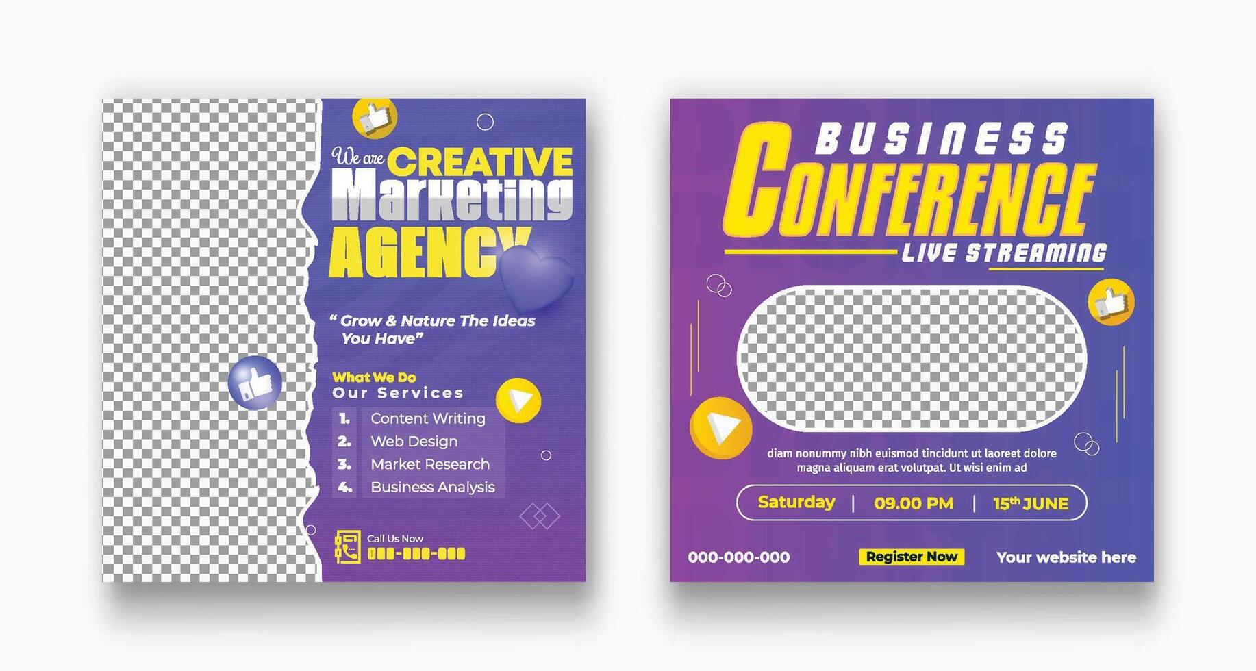 Business Conference live webinar banner invitation and social media post template. Business webinar invitation design. vector