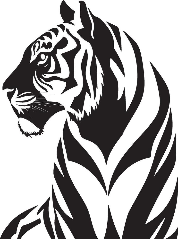 a black and white tiger silhouette on a white background vector
