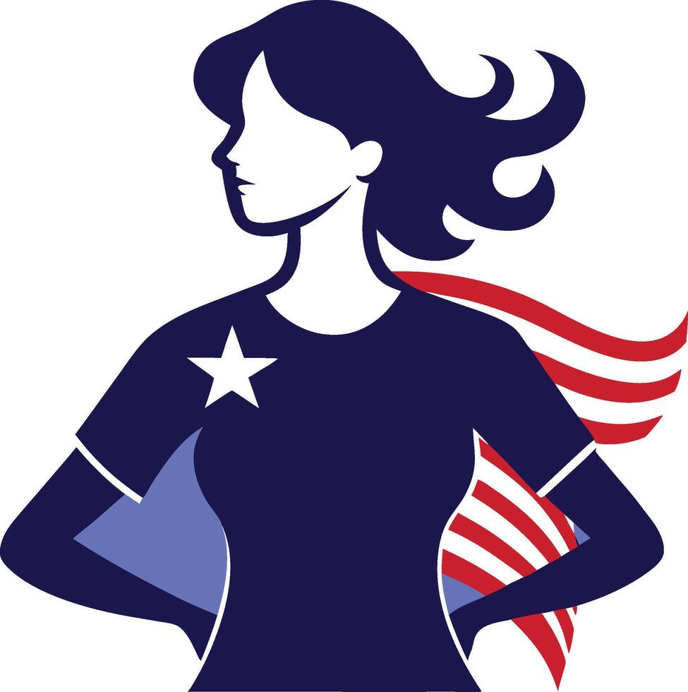 a woman with an american flag on her chest vector