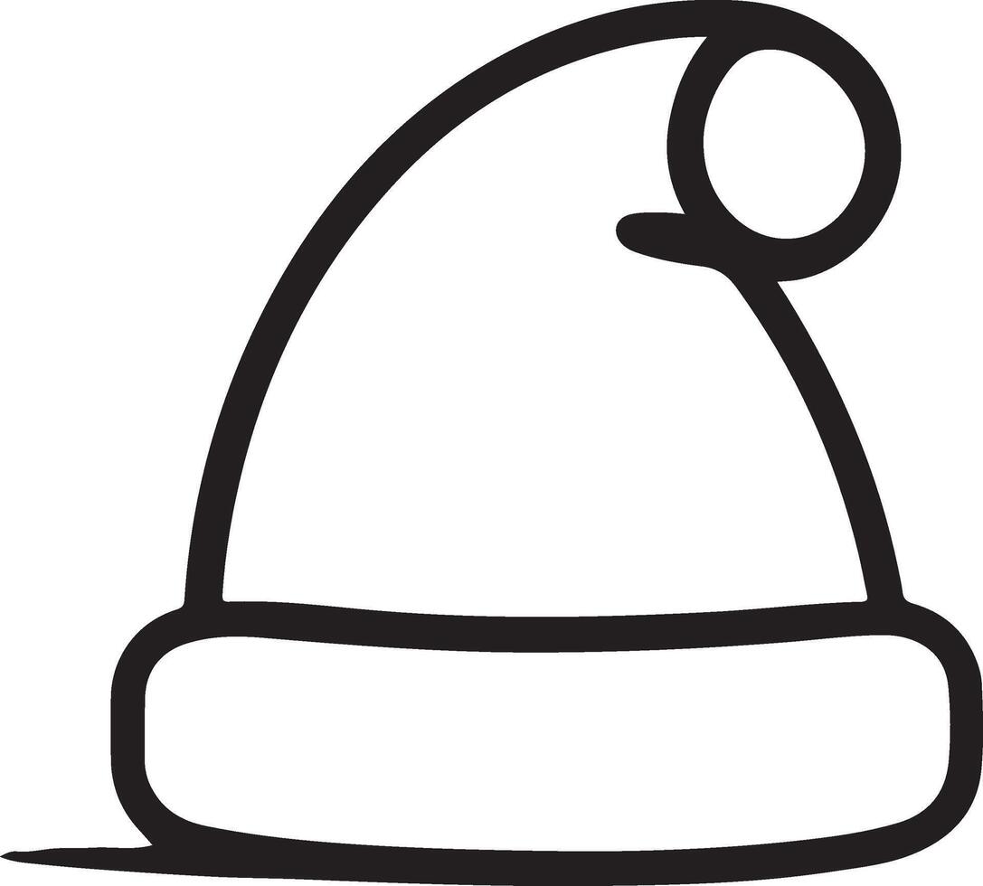 a black and white drawing of a santa hat vector