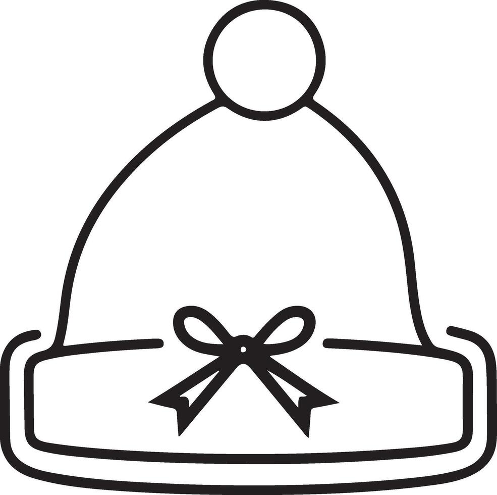 a black and white drawing of a hat with a bow vector