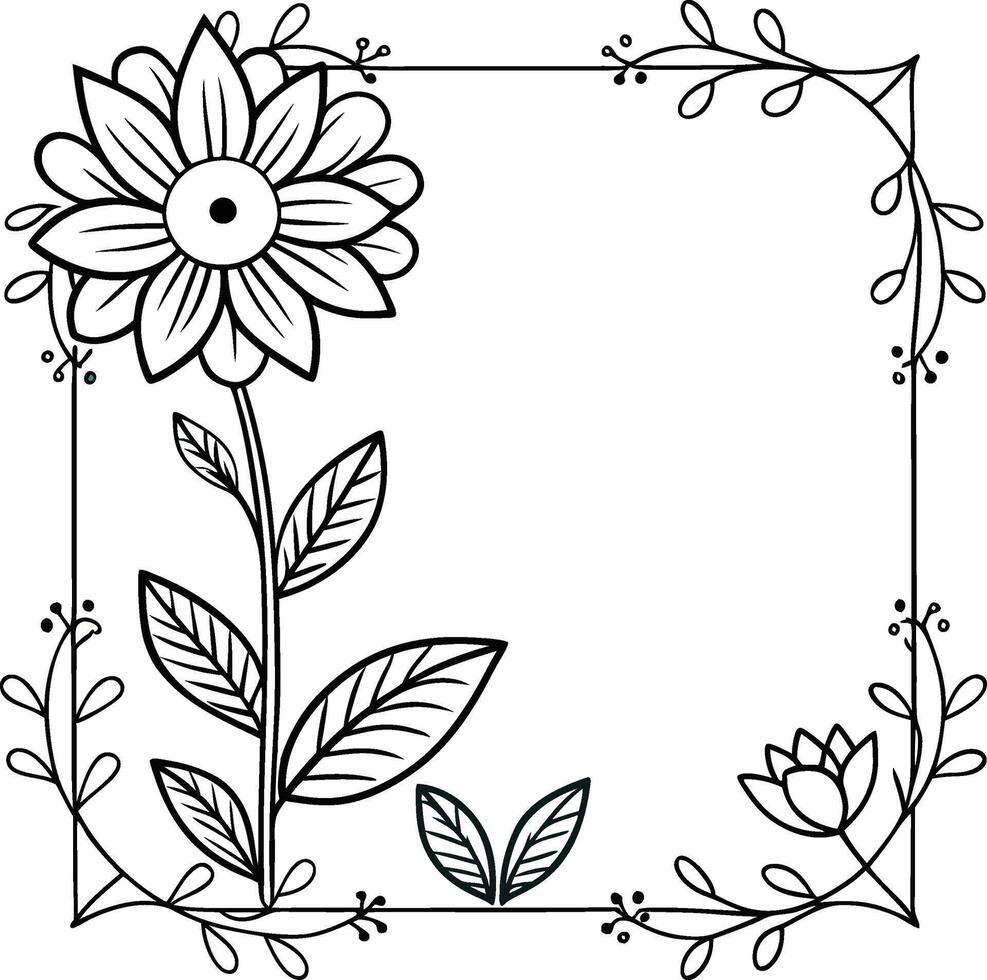 a flower and leaves coloring page vector