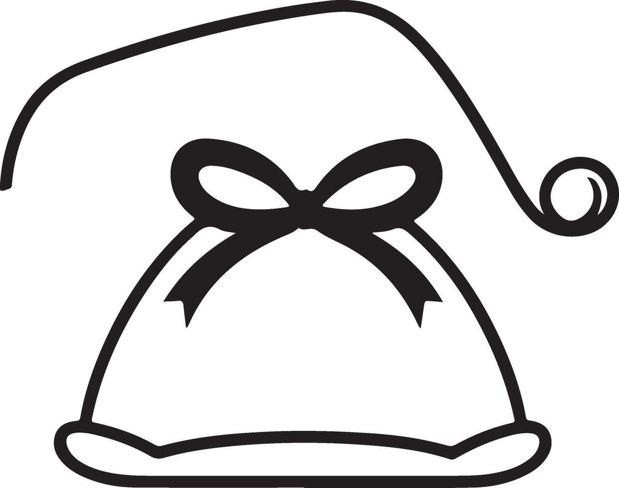 a black and white drawing of a bag with a bow vector