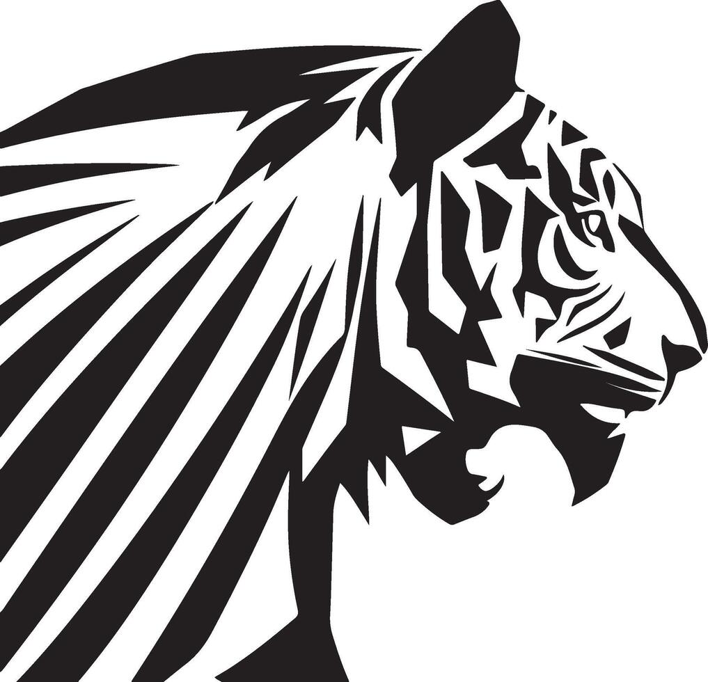 a tiger head with a black and white design vector