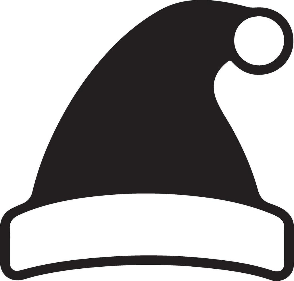 a black and white santa hat icon vector