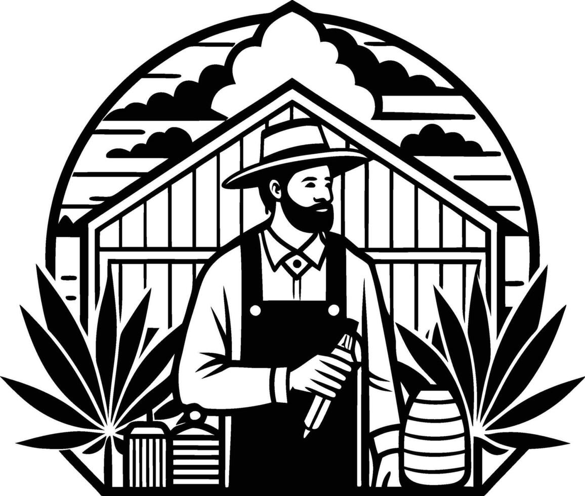 a black and white logo for a cannabis farm vector