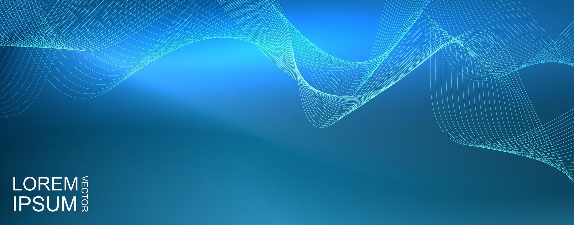 Abstract gradient blue background. Banner technology with wavy line vector