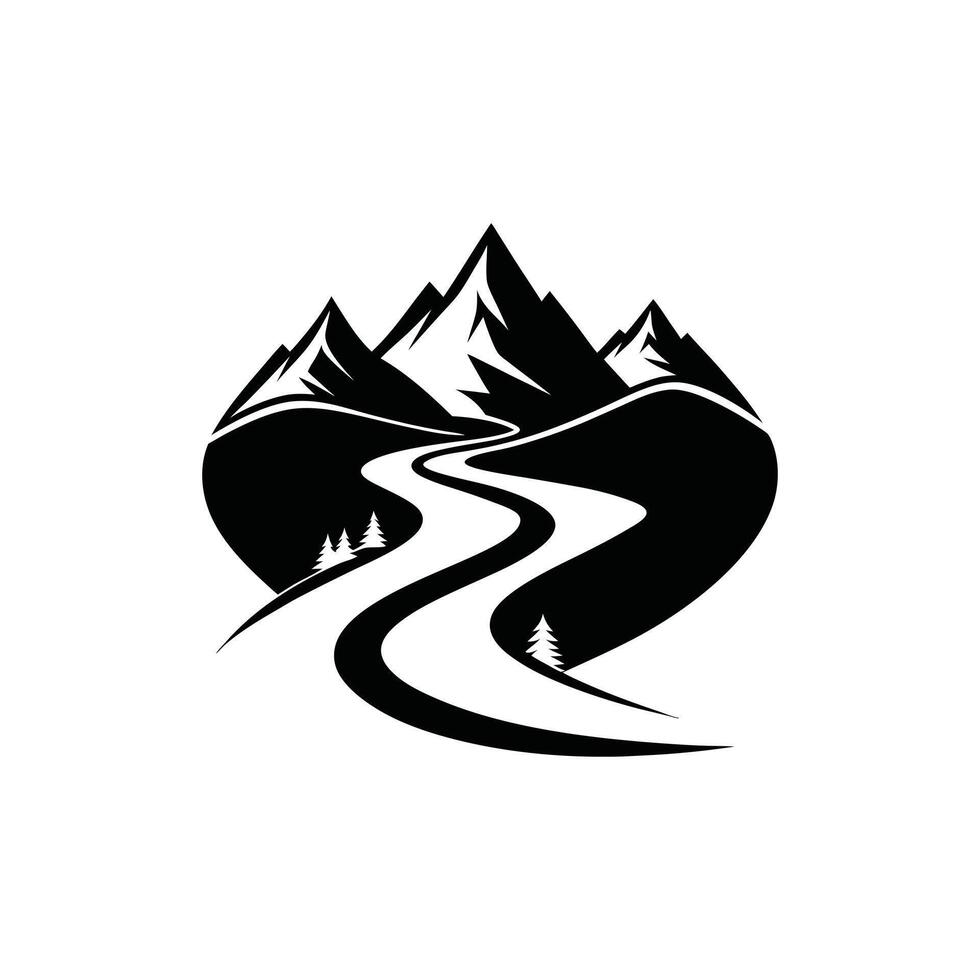 Black and White of Majestic Mountain Views vector
