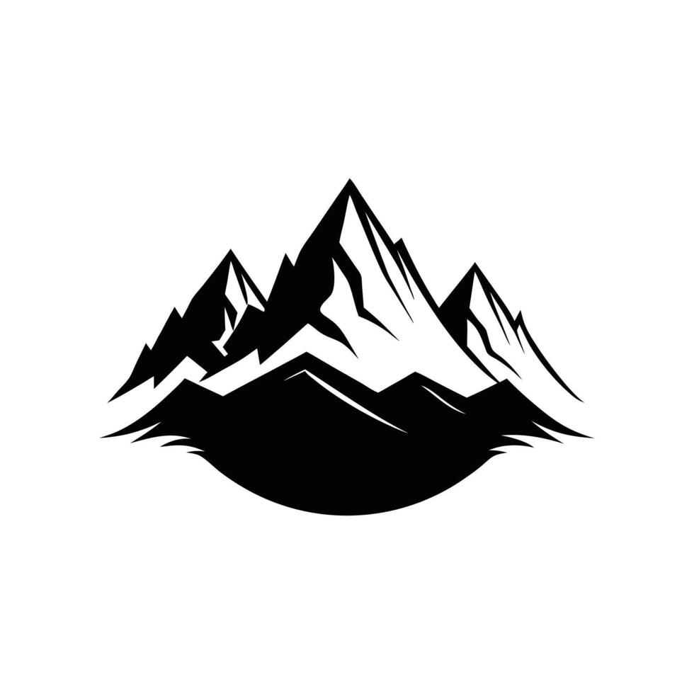 Stylized Black and White Mountain Range ClipArt vector