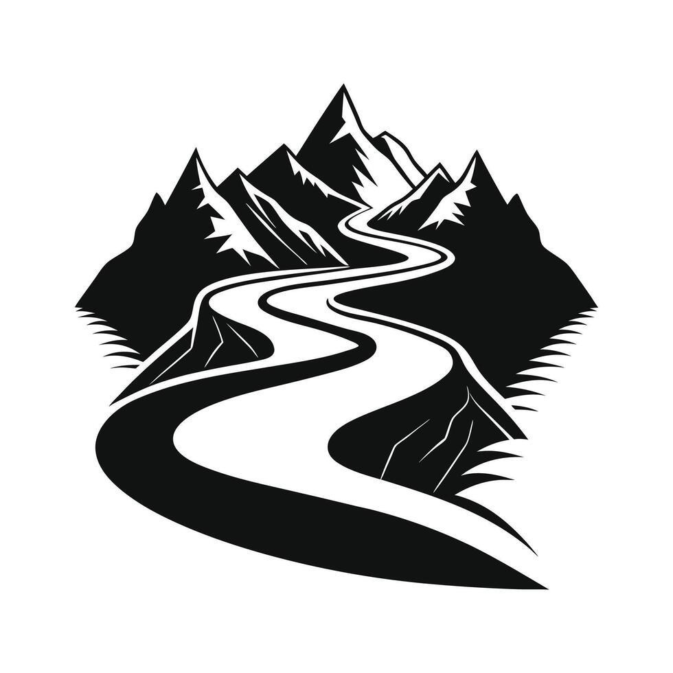 Mountain Silhouette ClipArt in Black and White vector