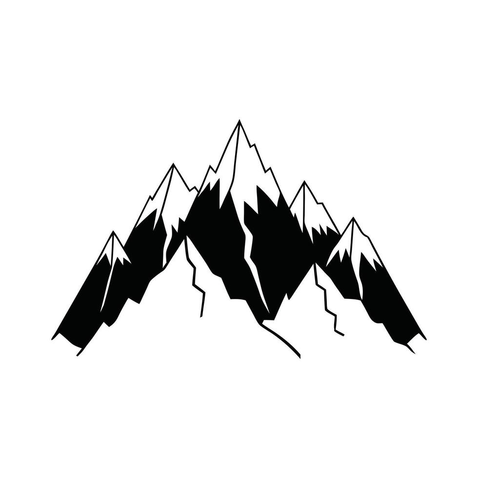 Minimalist Black and White Mountain Range Art vector
