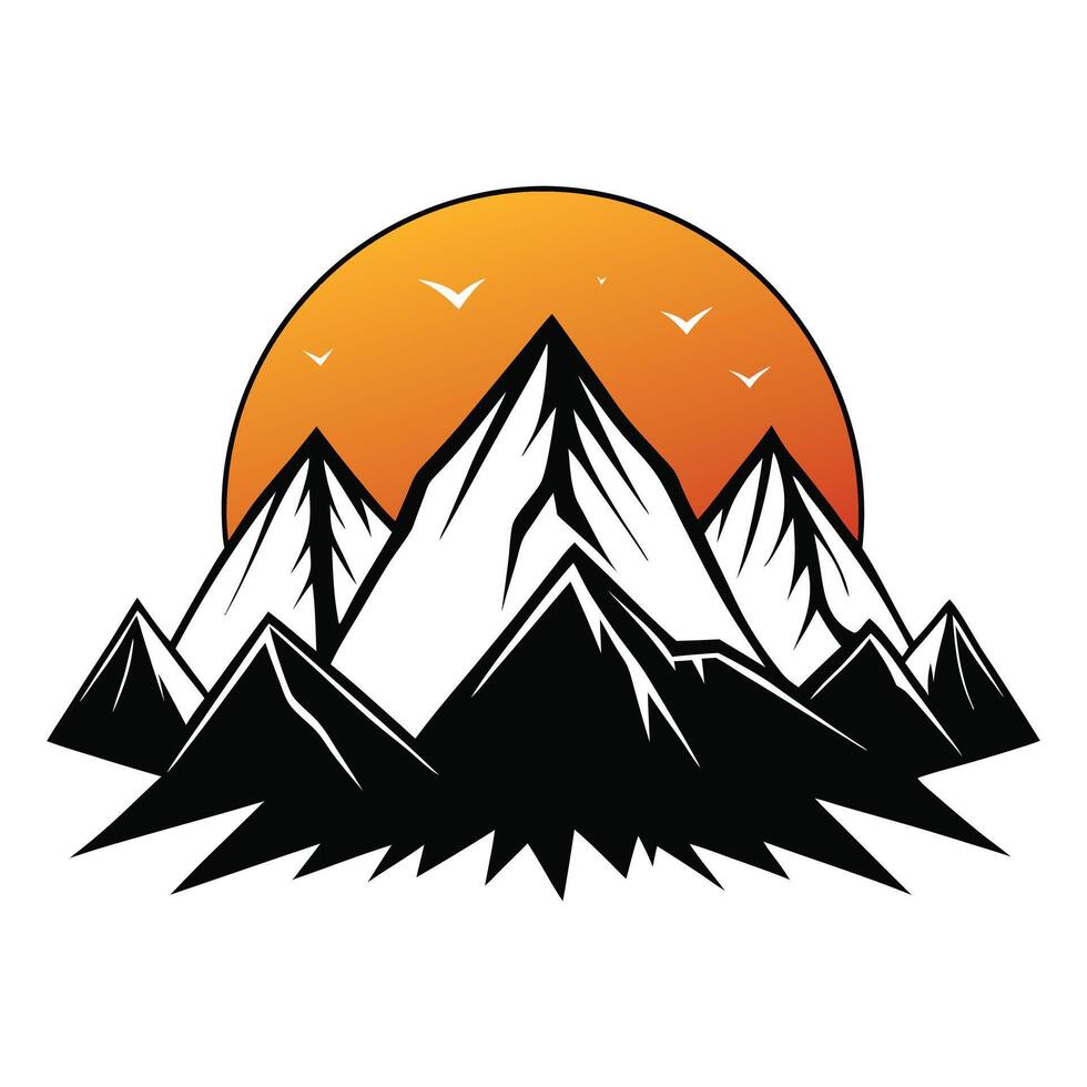 Mountain scene with seuset isolated ClipArt Design vector