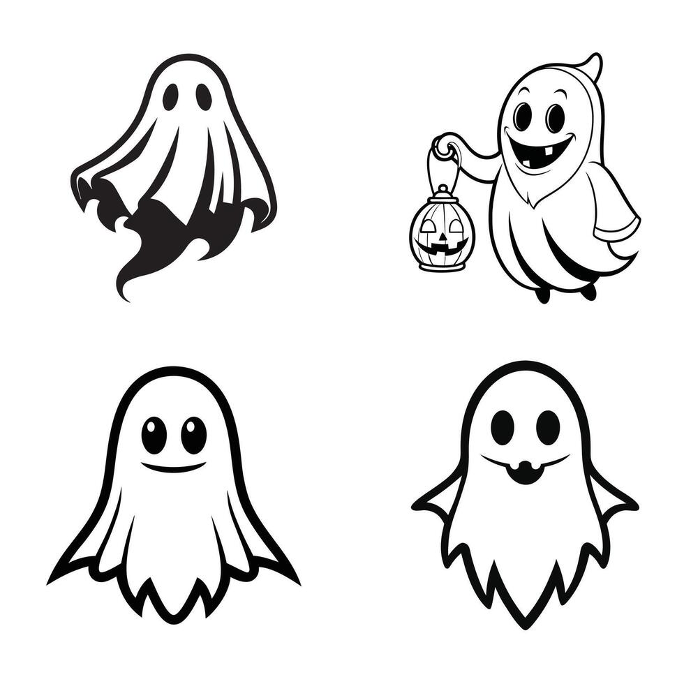 Set of Halloween Ghost illustration vector