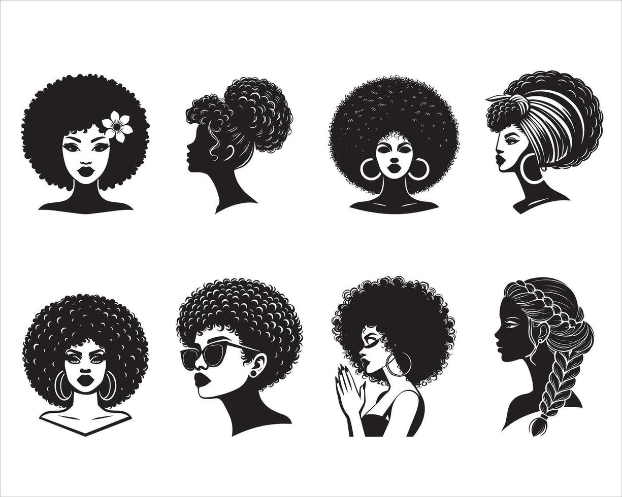 Set of afro woman Clipa illustration vector