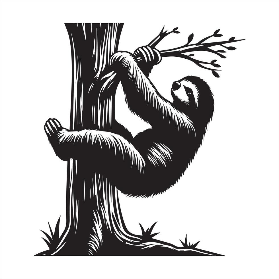 Slow-Motion Comedy Sloth Silhouette Design vector