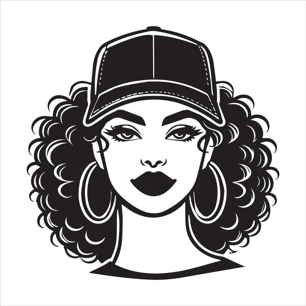 Vibrant Afro Woman Illustration with Curly Locks vector