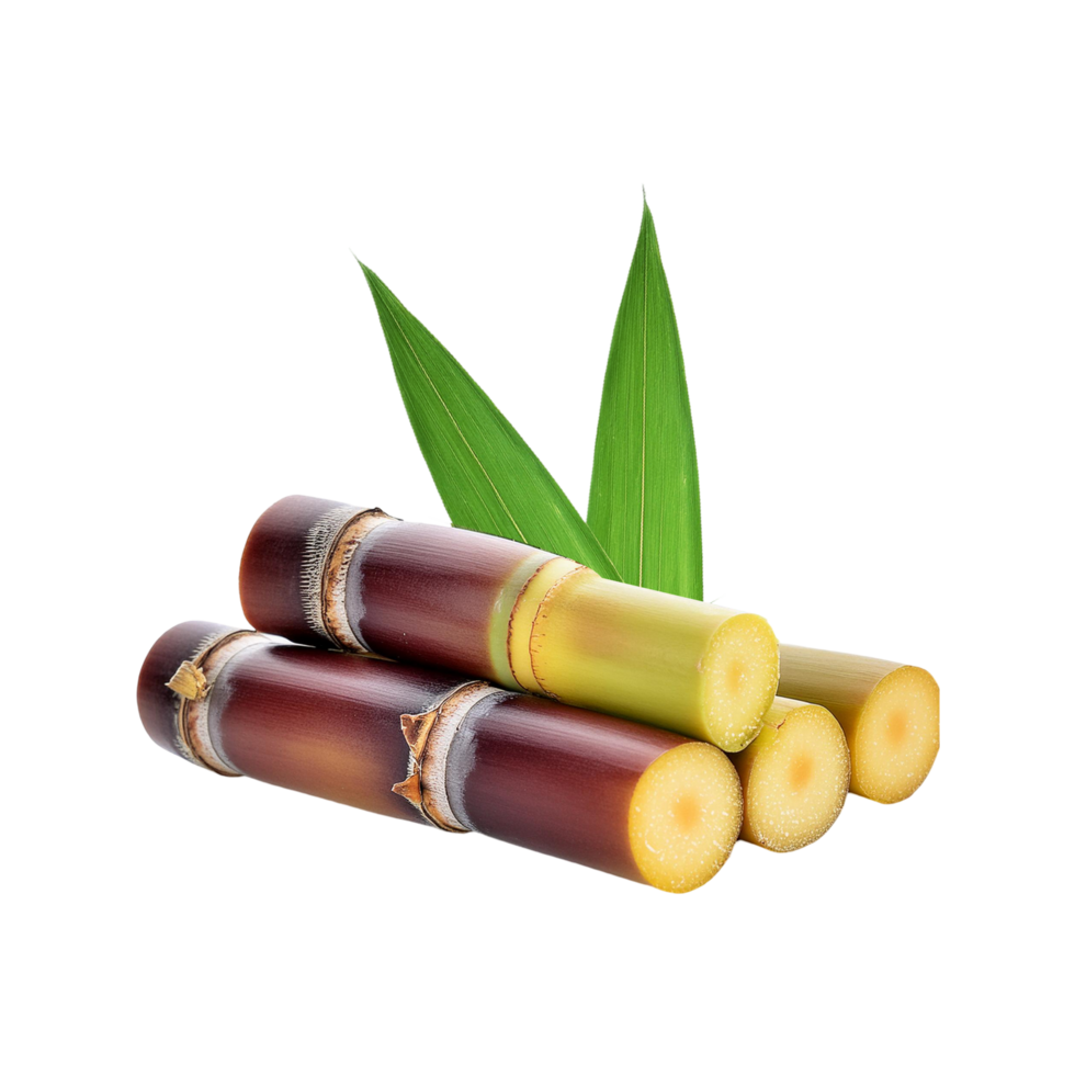 Cute Sugarcane with leaf on transparent background png