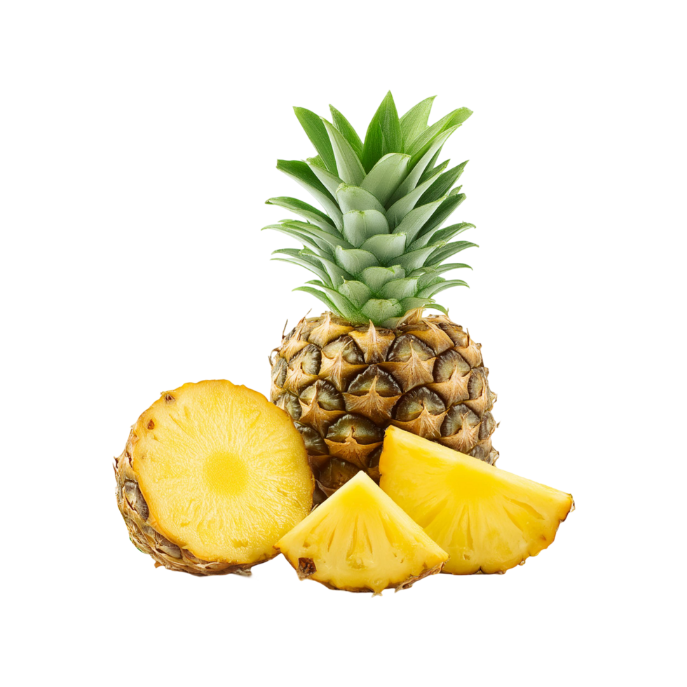 Pineapple with slice on transparent background png