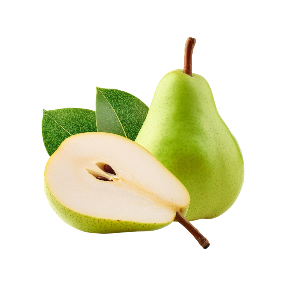 Pear fruit with slice on transparent background png