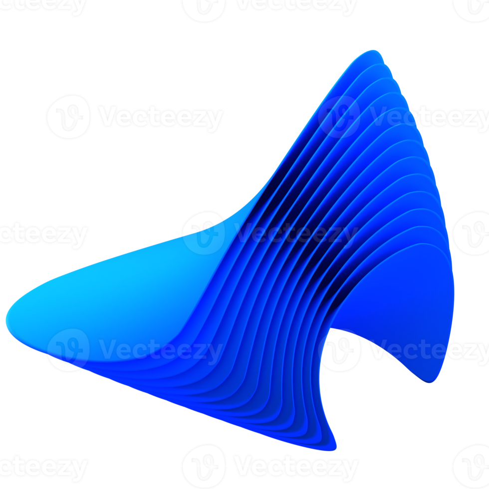 3D abstract Blue wave designs elements on transparent Background png