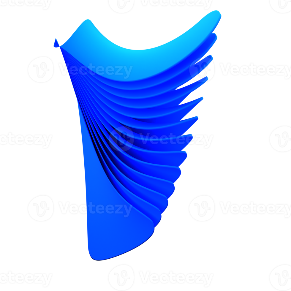 3D abstract Blue wave designs elements on transparent Background png