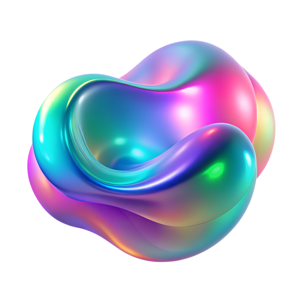 3D vibrant abstract fluid element with transparent background png