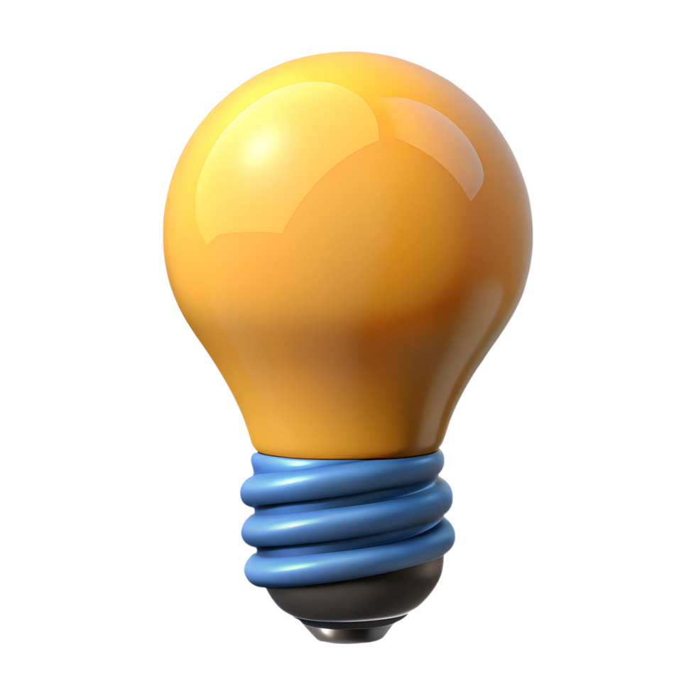 3D light bulp icon illustration png