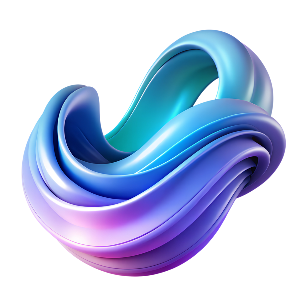 3D vibrant abstract fluid element with transparent background png