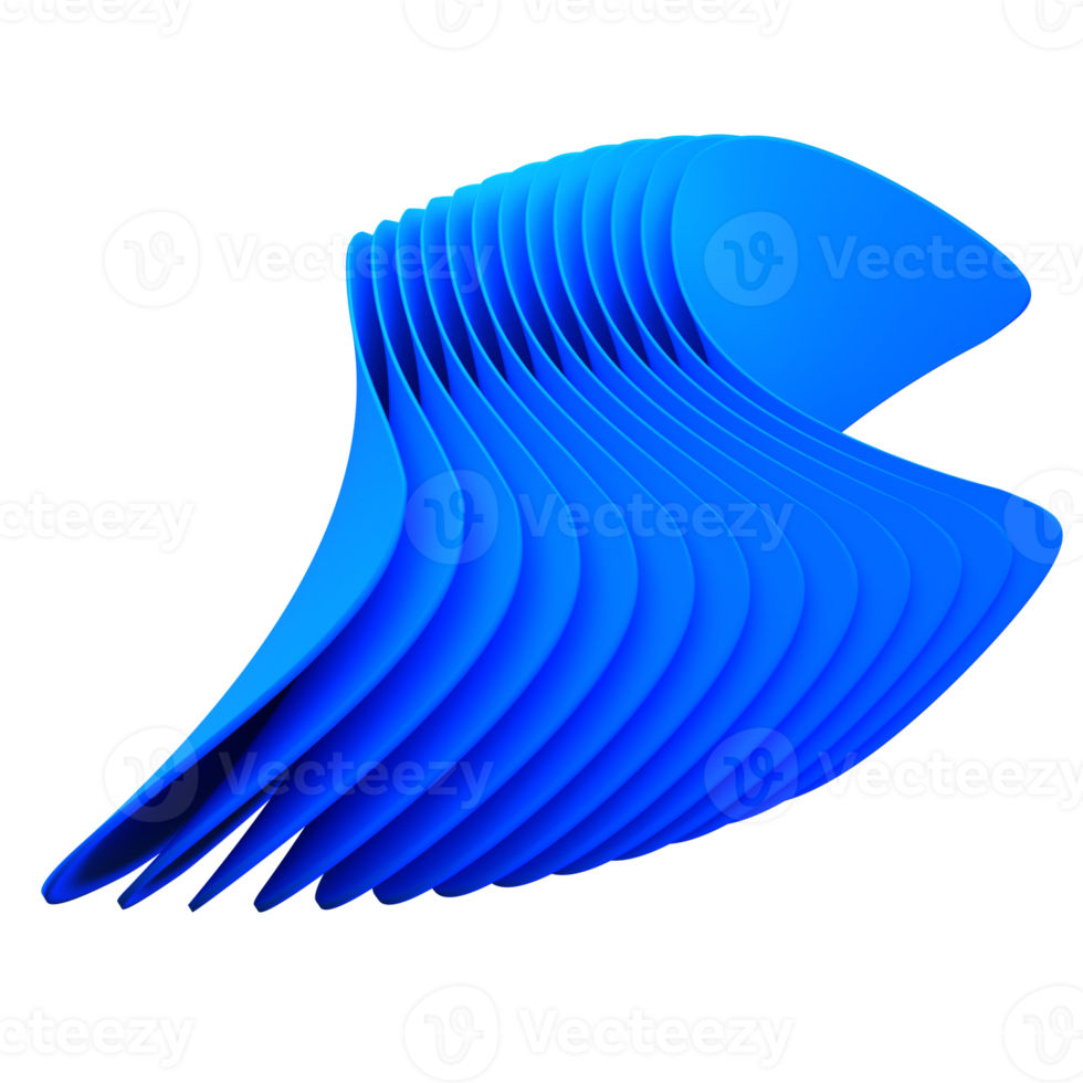 3D abstract Blue wave designs elements on transparent Background png