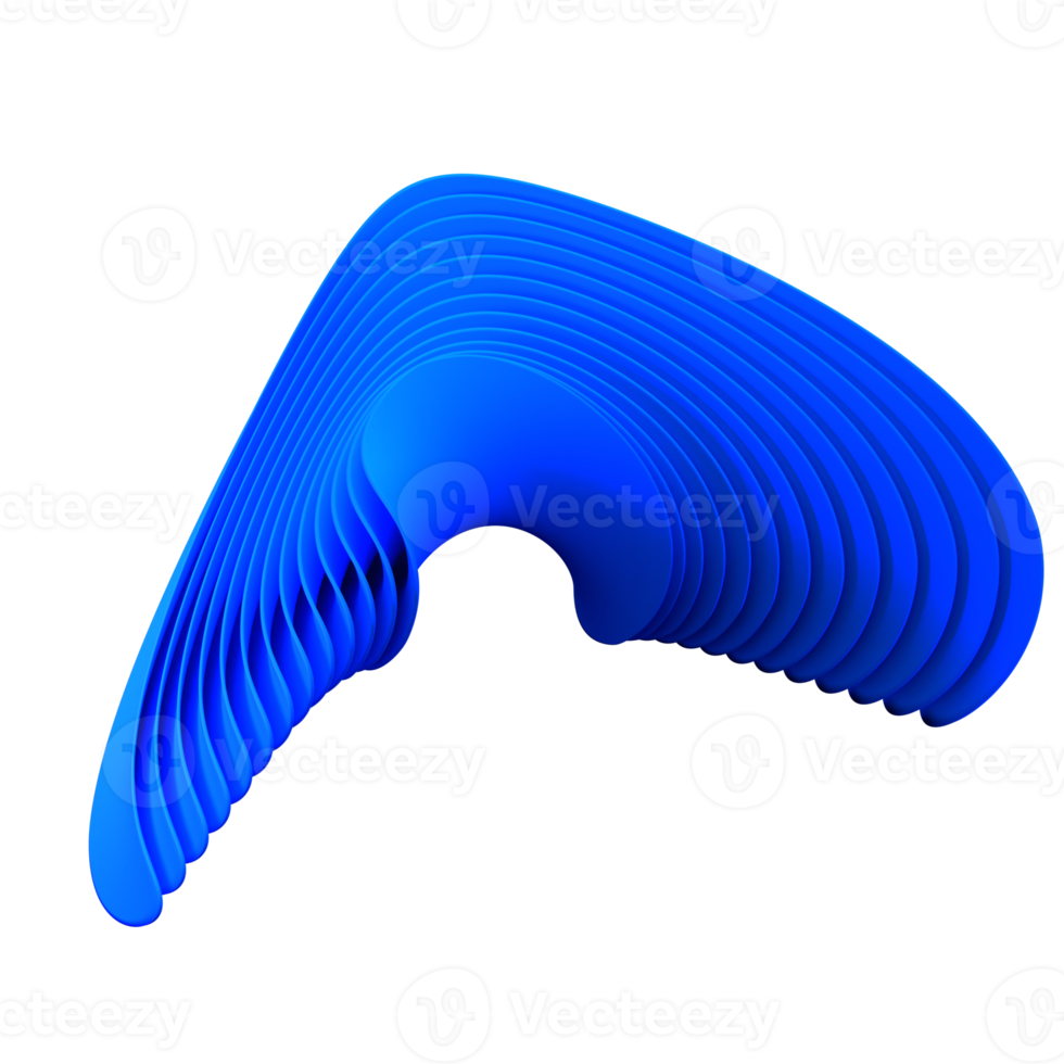 3D abstract Blue wave designs elements on transparent Background png